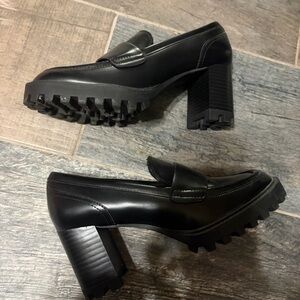 H&M Black Chunky Heel Loafers